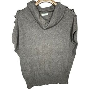 ALPACA Cowl Neck Cap‎ Sleeve Sweater Shoulder Metal Button Detail Quiet Luxury S